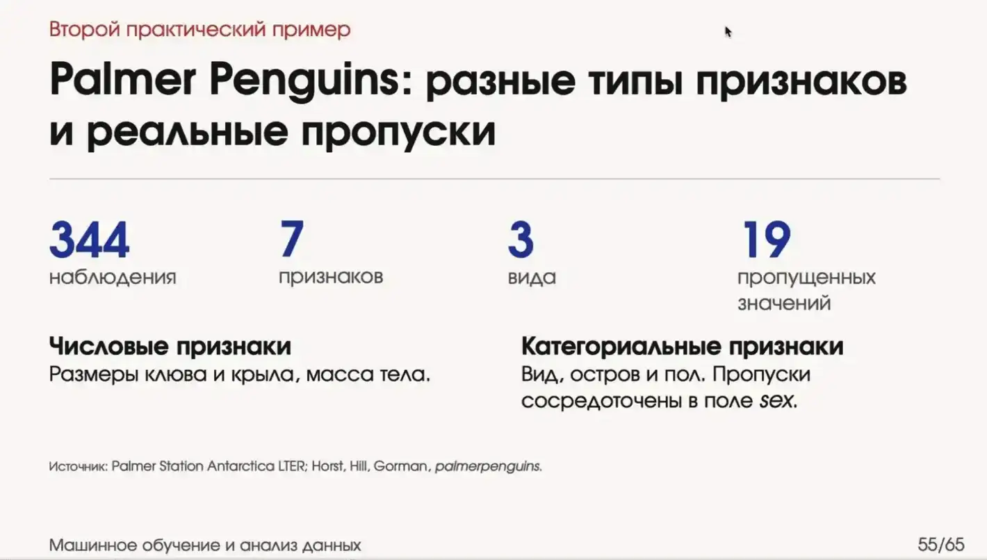 датасет пингвинов