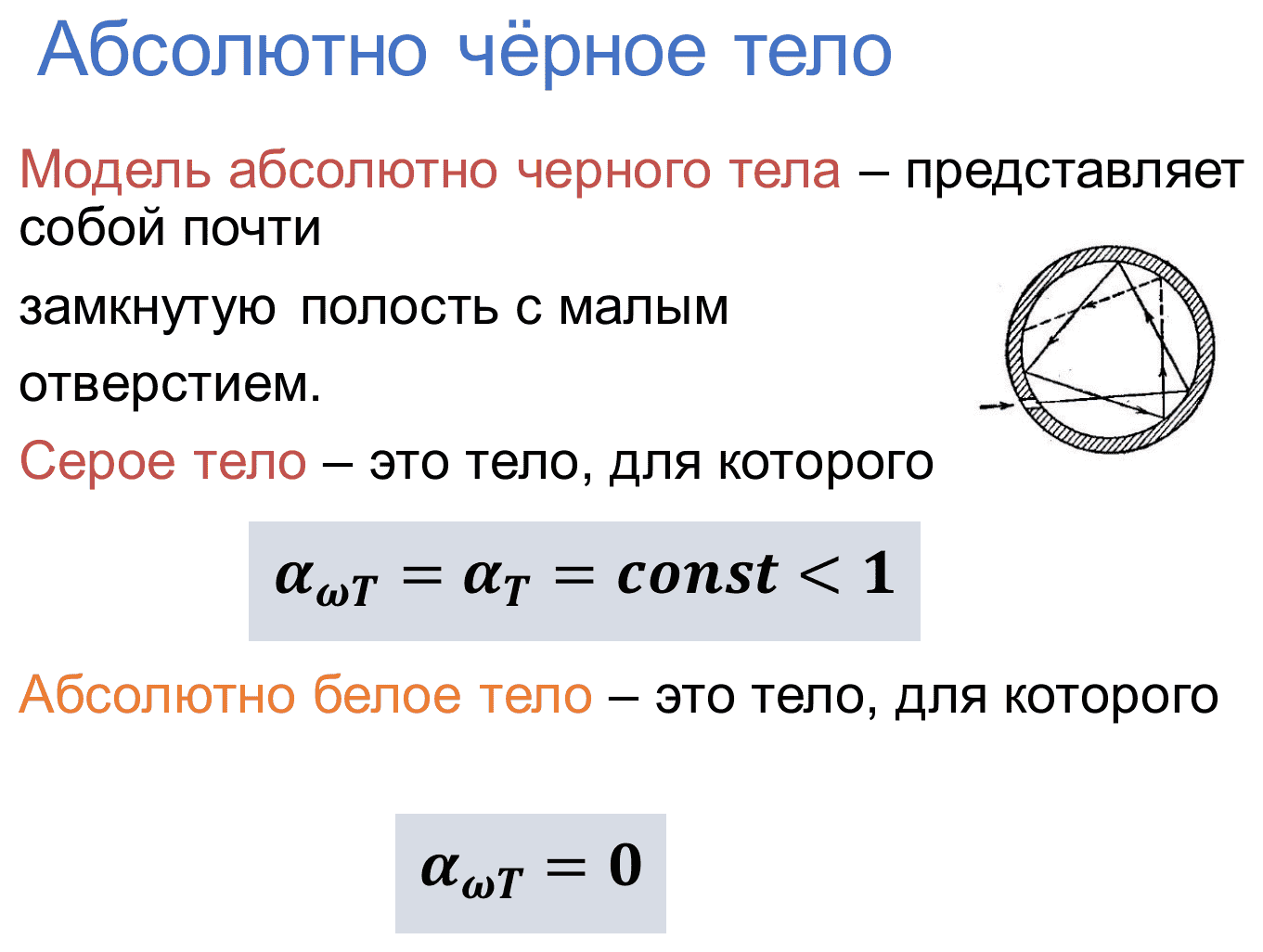 Модель АЧТ, серое и абсолютно белое тело